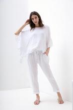 Linnen top cropped - poncho - met vlinder mouwen - in kleur, Nieuw