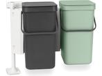 Brabantia Sort & Go Inbouw Prullenbak - 2 x 12 liter - Jade, Huis en Inrichting, Verzenden, Zo goed als nieuw