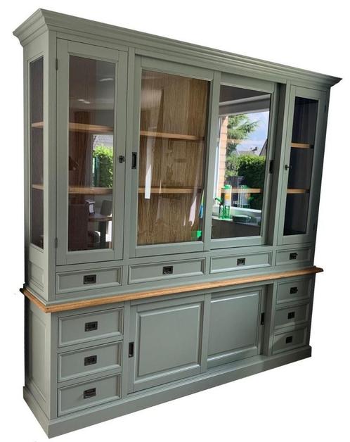 Buffetkast Engels groen – eiken interieur Eelde 225cm, Huis en Inrichting, Kasten | Buffetkasten, Ophalen of Verzenden