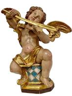 Beeld, Muziek engel viool - 35 cm - Hout