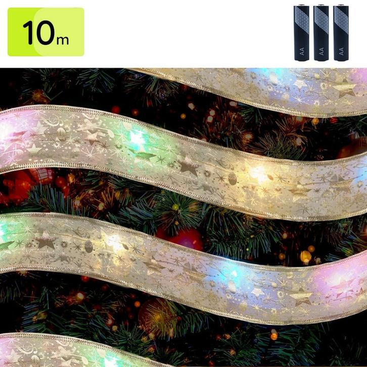 Kerstlint met Verlichting - 10m - Lint voor in de Kerstboom, Diversen, Kerst, Nieuw, Verzenden