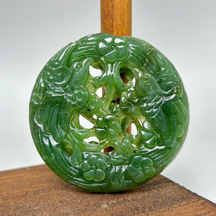 Gecertificeerde nephrietjade Hol uitgehouwen bloem- en, Verzamelen, Mineralen en Fossielen