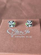 Zilveren panda oorbellen, Met kristal, Wit, Nieuw, Ophalen of Verzenden
