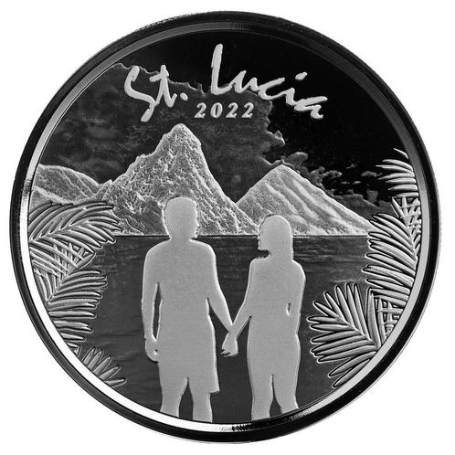 St. Lucia Romantic Couple 1 oz 2022 (25.000 oplage), Postzegels en Munten, Munten | Amerika, Midden-Amerika, Losse munt, Zilver