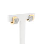 18 Krt. Bicolor gouden klapcreolen pavé gezet met diamant.., Sieraden, Tassen en Uiterlijk, Oorbellen, Gebruikt, Overige kleuren