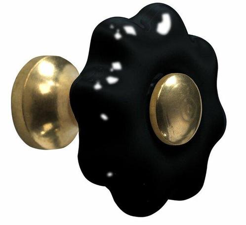 Meubelknop Fleur porselein 31mm zwart/messing ongelakt, Doe-het-zelf en Verbouw, Hang- en Sluitwerk, Nieuw, Ophalen of Verzenden