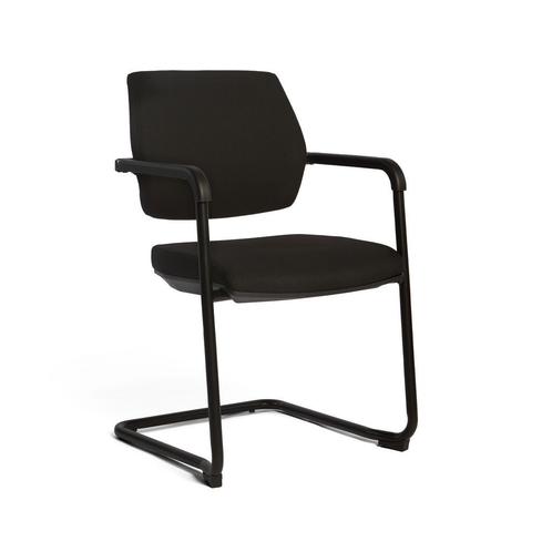 Nieuwe zwarte comfort vergaderstoelen met zwart sledeframe, Huis en Inrichting, Stoelen, Vijf, Zes of meer stoelen, Zwart, Nieuw