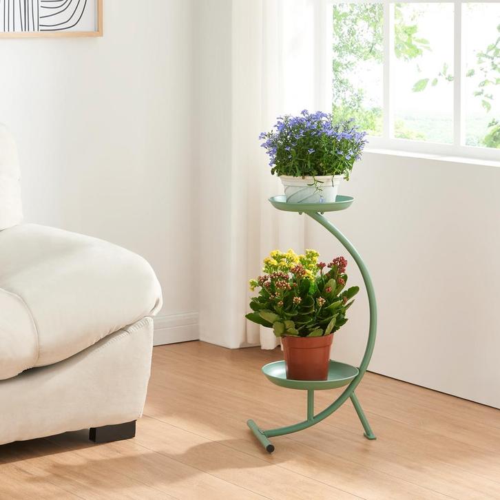 Plantenstandaard Aalten 61,5x30x25 cm groen [en.casa], Tuin en Terras, Bloembakken en Plantenbakken, Verzenden