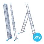 Eurostairs Reform ladder driedelig recht 3x9 sporten, Verzenden, Nieuw, Ladder