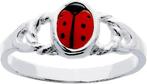 Lilly ring met lieveheersbeest - zilver - rood - maat 13.25, Sieraden, Tassen en Uiterlijk, Ringen, Verzenden, Nieuw