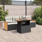 vidaXL 5-delige Loungeset met kussens poly rattan acacia, Tuin en Terras, Tuinsets en Loungesets, Verzenden, Nieuw, Rotan, Loungeset