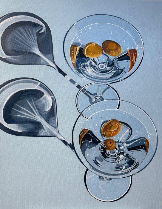 Cansu Rossi - Between Two Martinis - XL Oil Painting, Antiek en Kunst, Kunst | Schilderijen | Modern