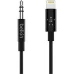 Belkin Apple Lightning naar 3,5mm-audiokabel - 1.8m - Zwart, Ophalen of Verzenden, Zo goed als nieuw