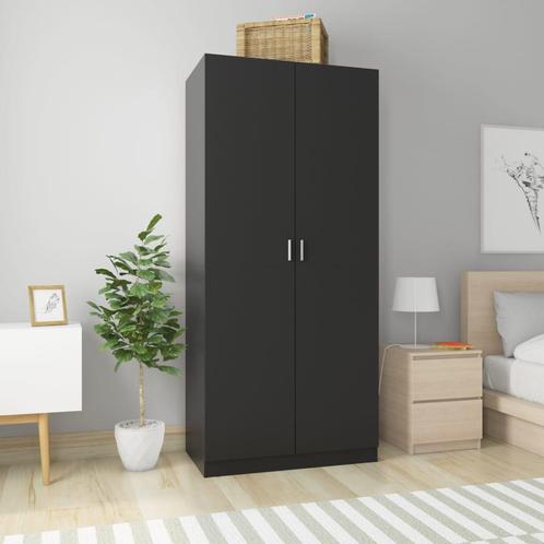 vidaXL Kledingkast 90x52x200 cm bewerkt hout zwart, Huis en Inrichting, Kasten | Kledingkasten, Nieuw, Verzenden