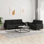 vidaXL 2-delige Loungeset met kussens stof zwart, Huis en Inrichting, Verzenden, 150 tot 200 cm, Nieuw, Stof