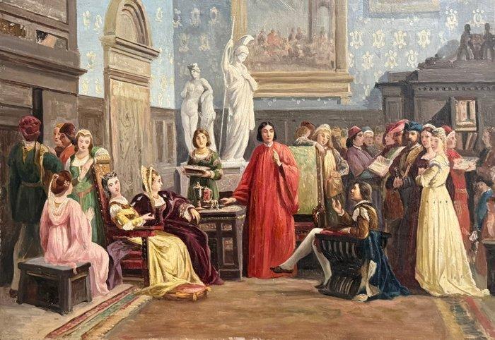 Scuola toscana (XIX) - Cosimo de Medici alla corte degli, Antiek en Kunst, Kunst | Schilderijen | Klassiek