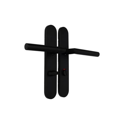 D4E DEURKRUK OP SCHILD 45X245 RVS ZWART WC72 L90-19MM R/WIJZ, Doe-het-zelf en Verbouw, Hang- en Sluitwerk, Verzenden