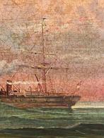 École Espagnole (XIX-XX) - Paquebots au Port de Cadix, Antiek en Kunst