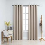 vidaXL Gordijn verduisterend met metalen ringen 2 st 140x225, Verzenden, Nieuw, Beige