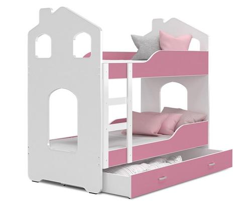 Veilig stapelbed voor kinderen met opbergruimte - Roze hu..., Kinderen en Baby's, Kinderkamer | Bedden, 70 tot 85 cm, 160 tot 180 cm