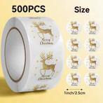 Sluitstickers kerstetiketten merry christmas wit & goud, Ophalen of Verzenden, Nieuw