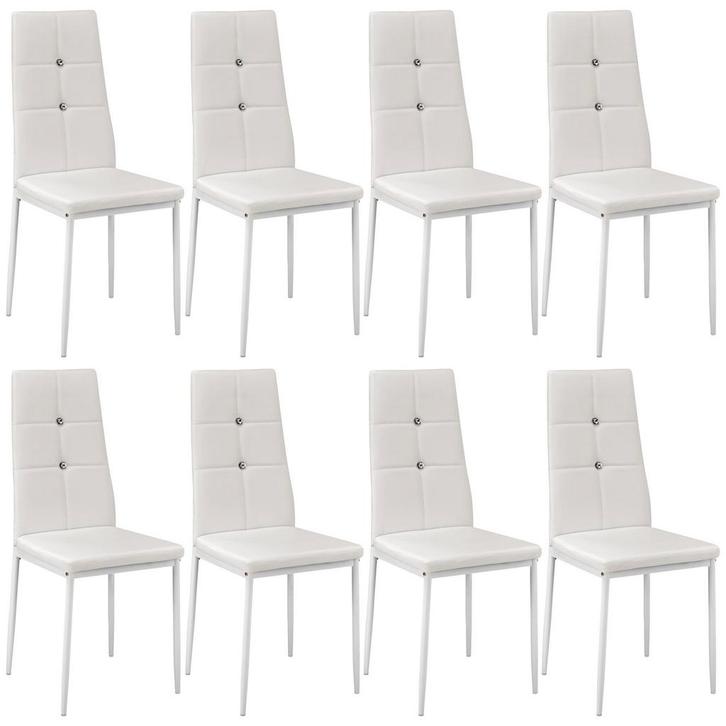Eetkamerstoelen, kunstleer met strass steentjes - wit, Set v, Huis en Inrichting, Stoelen, Verzenden