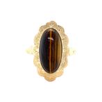 Gouden vintage ring met tijgeroog 14 krt, Sieraden, Tassen en Uiterlijk, Ringen, Ophalen of Verzenden, Nieuw