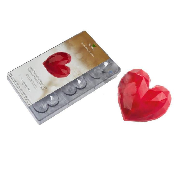 Martellato Chocolade Holvorm Diamant Hart (6x) 70x66x20mm, Hobby en Vrije tijd, Taarten en Cupcakes maken, Nieuw, Verzenden