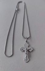 Halsketting - 14 karaat Witgoud - Ketting met kruisje, Sieraden, Tassen en Uiterlijk, Kettingen, Nieuw