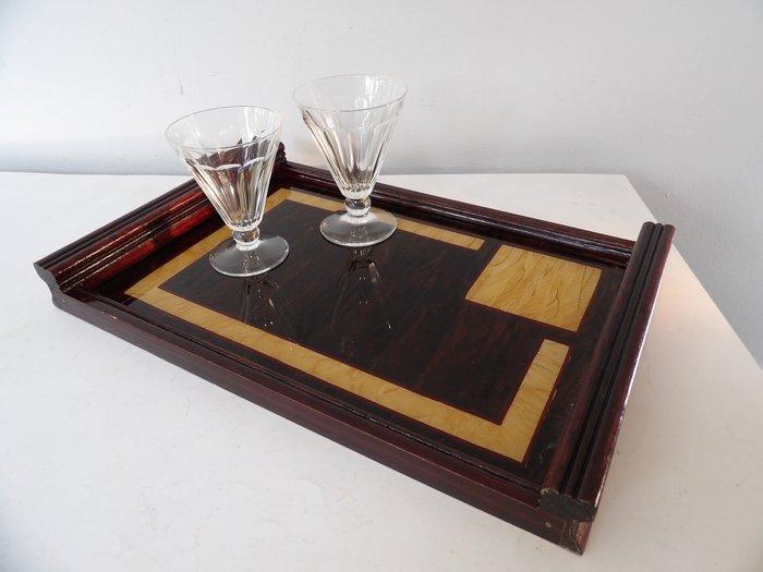 Dienblad - Hout/Glas, Antiek en Kunst, Curiosa en Brocante