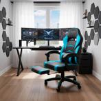 Racing bureaustoel Comodo met voetsteun - zwart/azuur, Verzenden, Nieuw