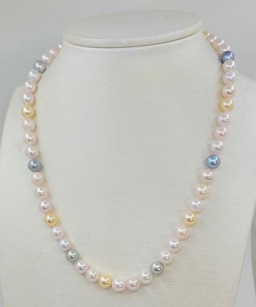 Halsketting 7x7,5 mm Multi Akoya en gouden parels, Sieraden, Tassen en Uiterlijk, Kettingen