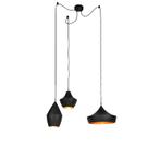 Set van 3 Scandinavische hanglampen zwart met goud - Depeche, Huis en Inrichting, Lampen | Hanglampen, Nieuw, Modern, 75 cm of meer