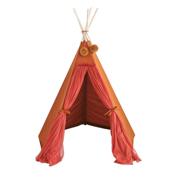 Cognac boho tipi tent van katoen en hout voor warme speel..., Kinderen en Baby's, Speelgoed | Speeltenten, Nieuw, Ophalen of Verzenden