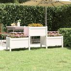 vidaXL Plantenbak 178,5x44x75 cm massief grenenhout wit, Tuin en Terras, Bloembakken en Plantenbakken, Verzenden, Nieuw, Hout