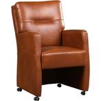Leren eetkamerstoel Sharp - Granada Savannah (cognac) - Met, Huis en Inrichting, Stoelen, Overige kleuren, Nieuw, Leer, Ophalen of Verzenden