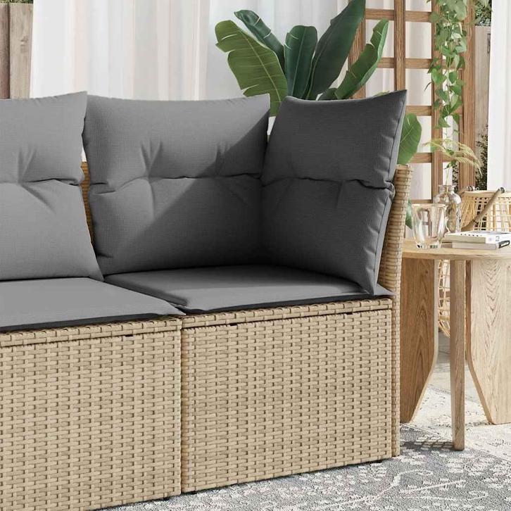 vidaXL Tuinstoel zonder armleuning met kussens poly rattan, Tuin en Terras, Tuinsets en Loungesets, Nieuw, Rotan, Verzenden