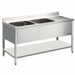 Spoeltafel met 2 kuipen en 1 druipvlak | Diamond | L1621D, Zakelijke goederen, Verzenden, Nieuw in verpakking