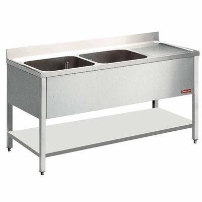 Spoeltafel met 2 kuipen en 1 druipvlak | Diamond | L1621D, Zakelijke goederen, Horeca | Keukenapparatuur, Nieuw in verpakking