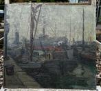 Hollandse/Belgische School (XX) - Havenzicht met boten, Antiek en Kunst