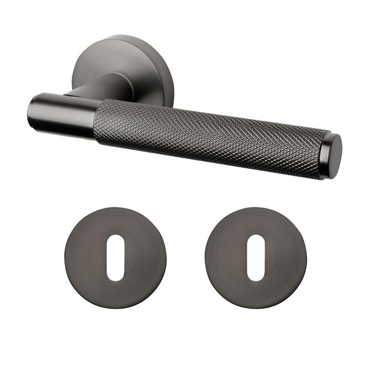 Deurklink Luxor antraciet grijs met sleutelrozet, Doe-het-zelf en Verbouw, Hang- en Sluitwerk, Klink of Kruk, Nieuw, Overige materialen