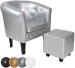 Fauteuil met armleuning - Relaxstoel - Met Hocker - Zilver -, Verzenden, Zo goed als nieuw