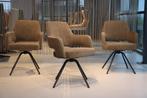 3x Gealux Mango eetkamerstoel met draaifunctie in stof bruin, Modern design, Nieuw, Ophalen of Verzenden, Stof
