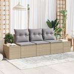 vidaXL Tuin Sofa Set met kussen met opslag 3 pcs Beige en, Tuin en Terras, Tuinsets en Loungesets, Verzenden, Nieuw, Rotan