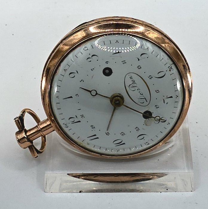 De Bon Paris - 8K Spindeluhr - Emailleziffernblatt -, Sieraden, Tassen en Uiterlijk, Horloges | Heren