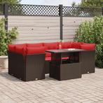 vidaXL 7-delige Loungeset met kussens poly rattan acacia, Verzenden, Nieuw, Rotan, Loungeset