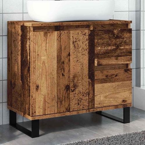 vidaXL Badkamerkast 65x33x60 cm bewerkt hout oud houtkleurig, Huis en Inrichting, Badkamer | Badkamermeubels, Nieuw, Minder dan 100 cm