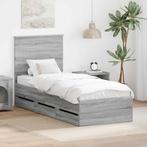 vidaXL Bedframe met lade Grijs Sonoma 75 x 190 cm, Verzenden, Nieuw, Grijs, Hout