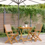 vidaXL 3-delige Bistroset stof en massief hout taupe, Verzenden, Nieuw, Hardhout
