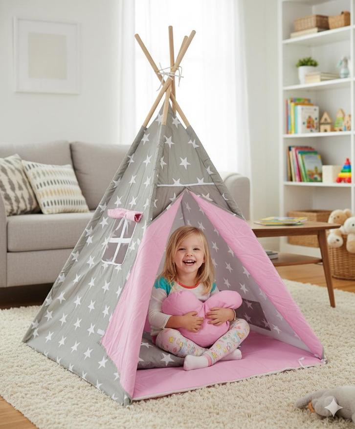 Speeltent - Tipi Tent - Met Grondkleed & Kussens -, Kinderen en Baby's, Speelgoed | Buiten | Speeltoestellen, Nieuw, Verzenden